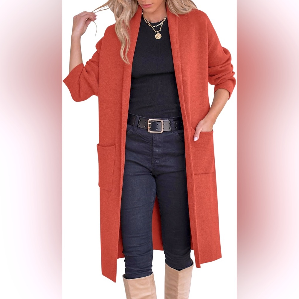 Anthropologie Solitaire Faux‎ Suede Kimono Overcoat Jacket in Terracotta S